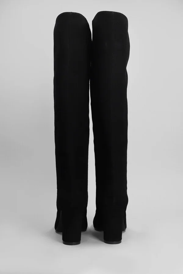 High Heels Boots In Black Suede - Image 4