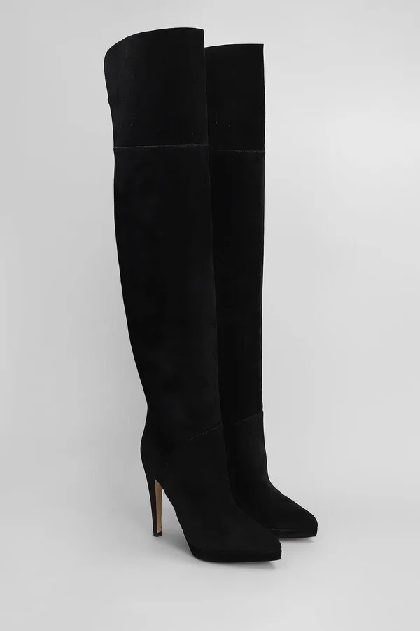 High Heels Boots In Black Suede - Image 2