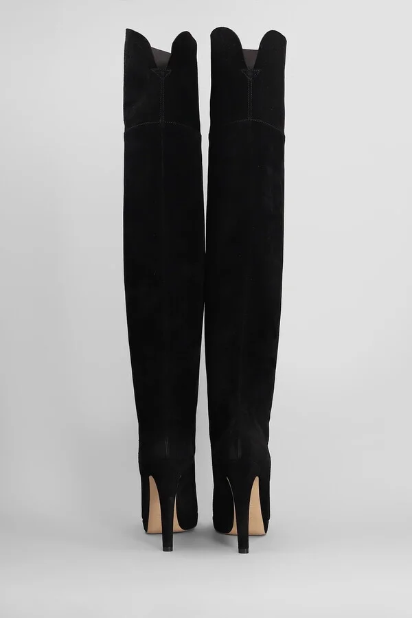 High Heels Boots In Black Suede - Image 4