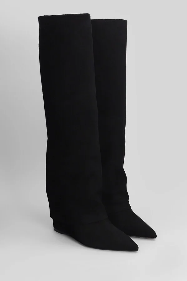 High Heels Boots In Black Suede - Image 2
