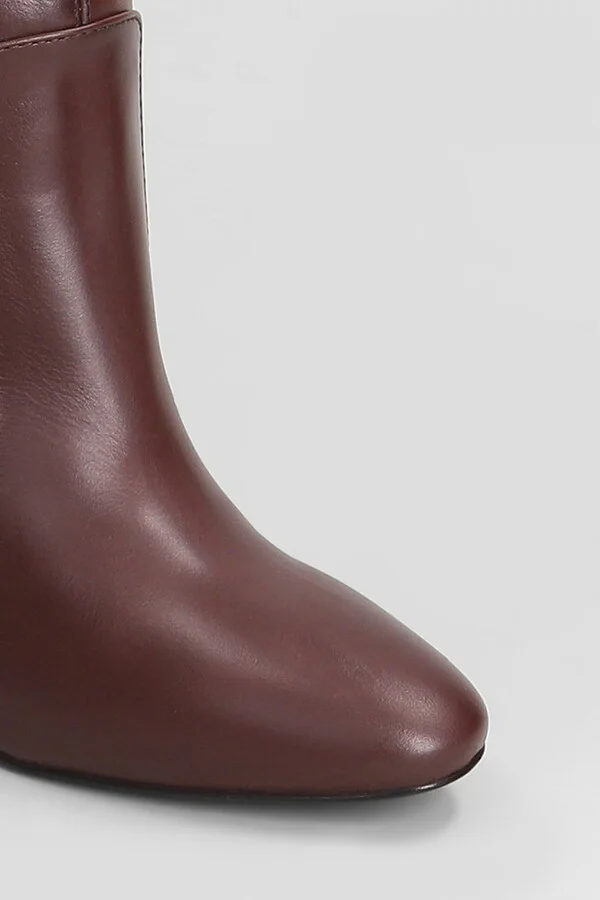 High Heels Boots In Bordeaux Leather - Image 5