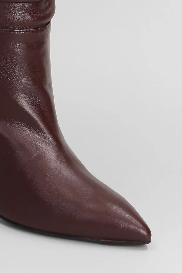 High Heels Boots In Bordeaux Leather - Image 5