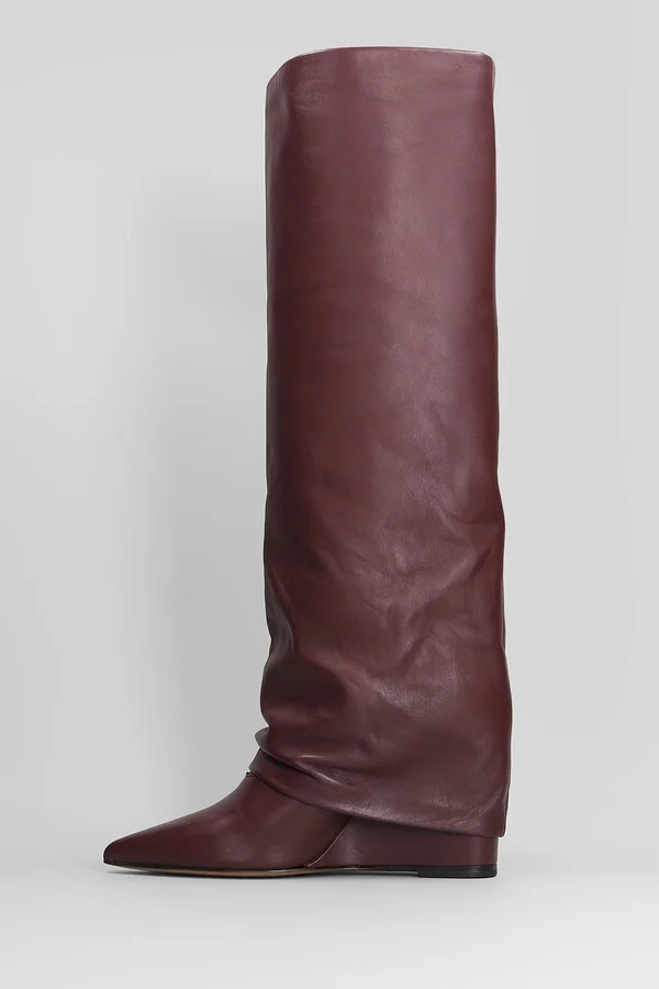 High Heels Boots In Bordeaux Leather - Image 3