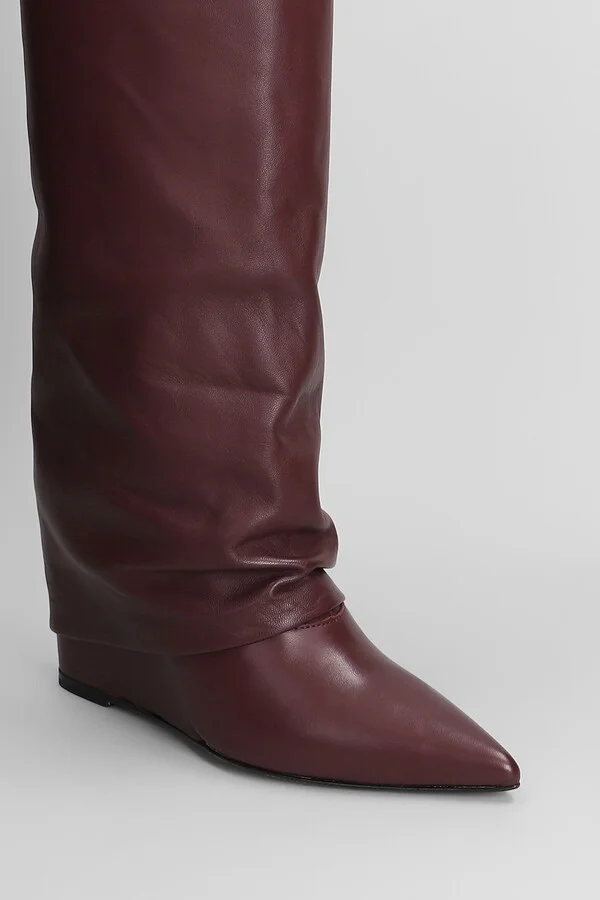 High Heels Boots In Bordeaux Leather - Image 5