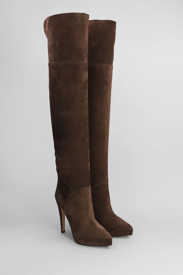 High Heels Boots In Brown Suede - Image 2