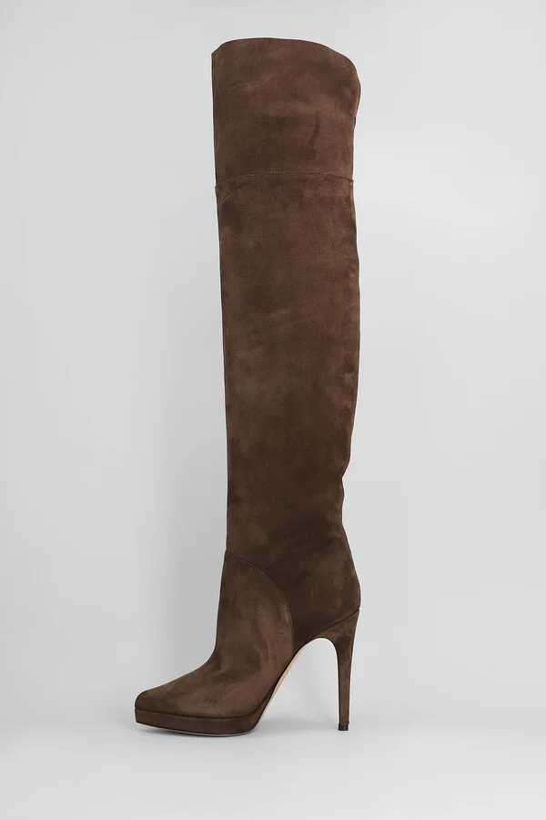 High Heels Boots In Brown Suede - Image 3