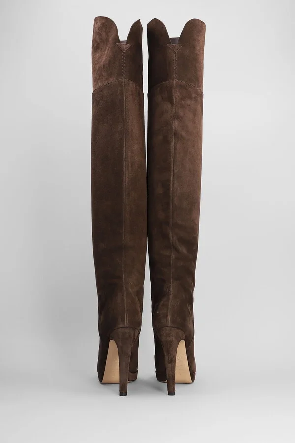 High Heels Boots In Brown Suede - Image 4