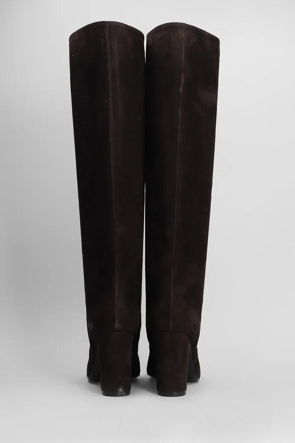 High Heels Boots In Dark Brown Suede - Image 4