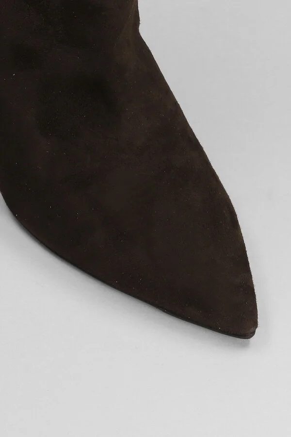 High Heels Boots In Dark Brown Suede - Image 5