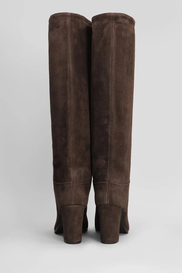 High Heels Boots In Dark Brown Suede - Image 4