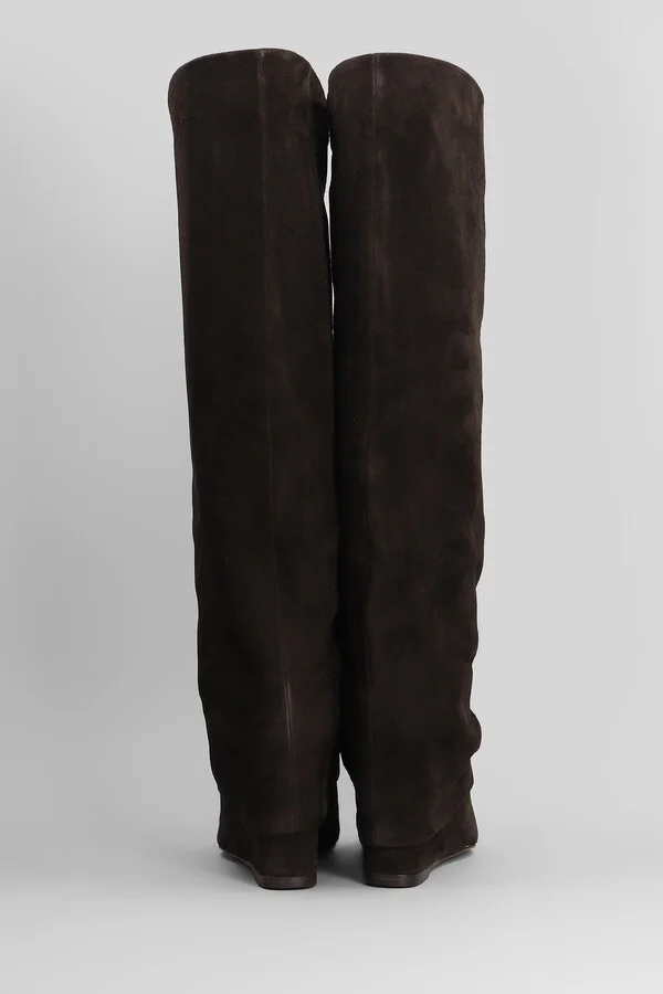 High Heels Boots In Dark Brown Suede - Image 4