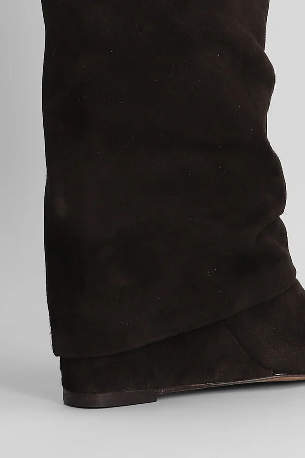 High Heels Boots In Dark Brown Suede - Image 5