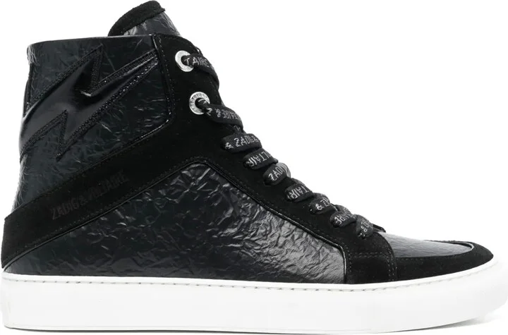 High Lash crinkled-finish leather sneakers