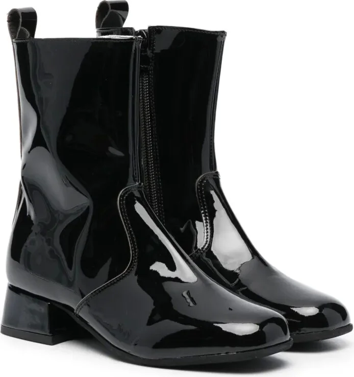 High-Shine Finish Ankle Boots