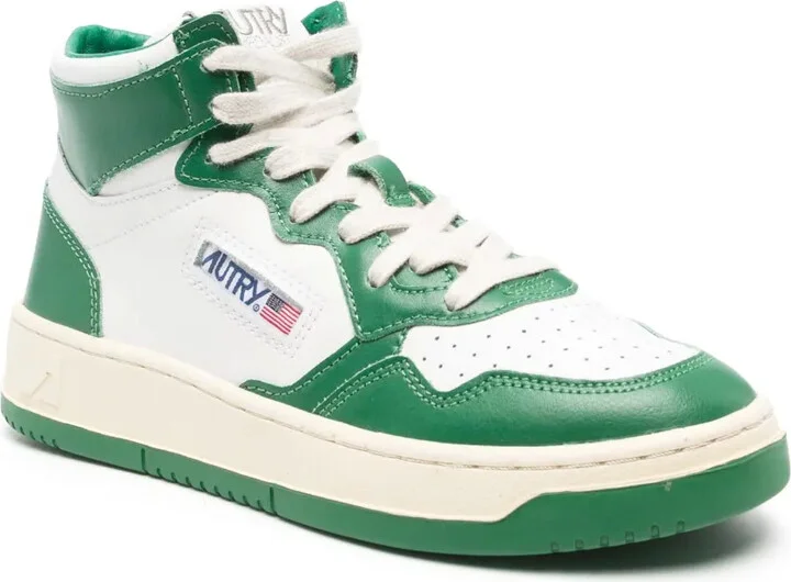 High-Top Lace-Up Leather Sneakers - Image 2
