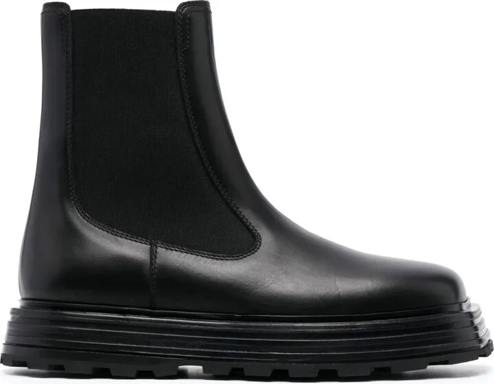 High-Top Leather Chelsea Boots