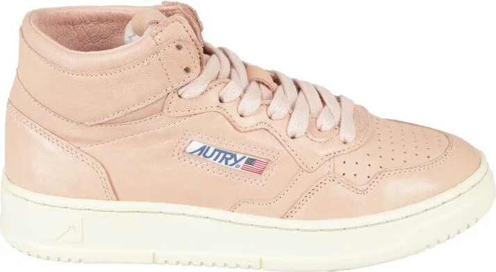 High-Top Leather Sneakers With Perforated Toe Box