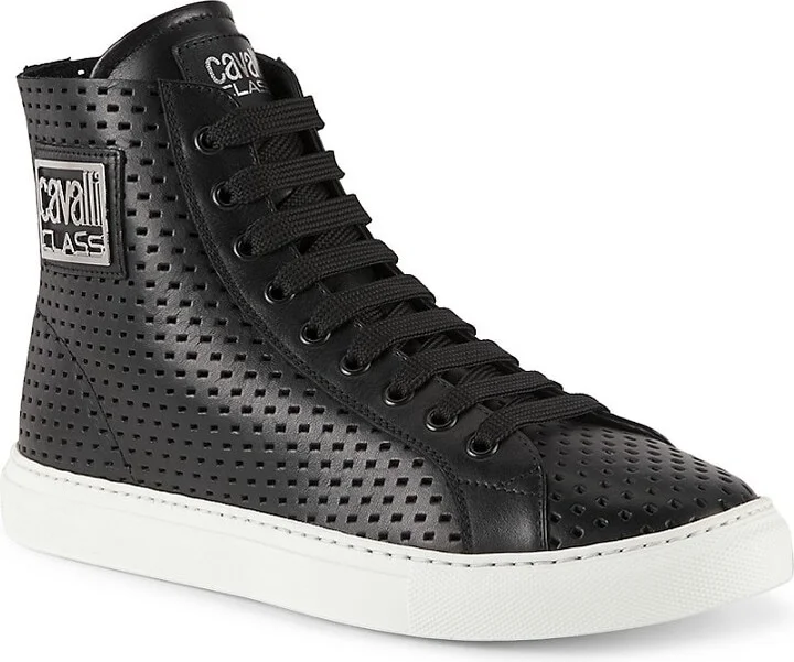 High-Top Perforated Leather Sneakers - Image 2