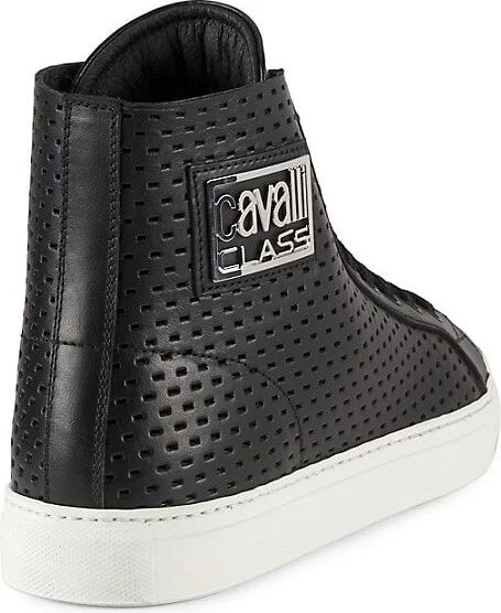 High-Top Perforated Leather Sneakers - Image 3