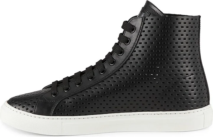 High-Top Perforated Leather Sneakers - Image 4