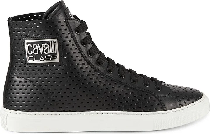 High-Top Perforated Leather Sneakers