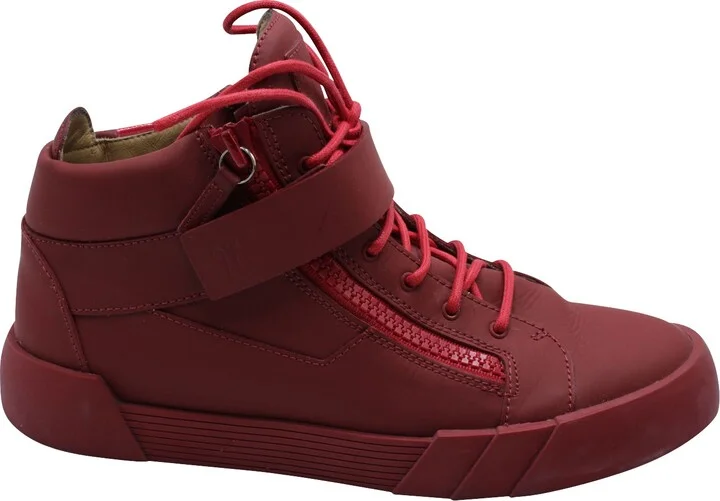 High Top Sneakers in Red Leather