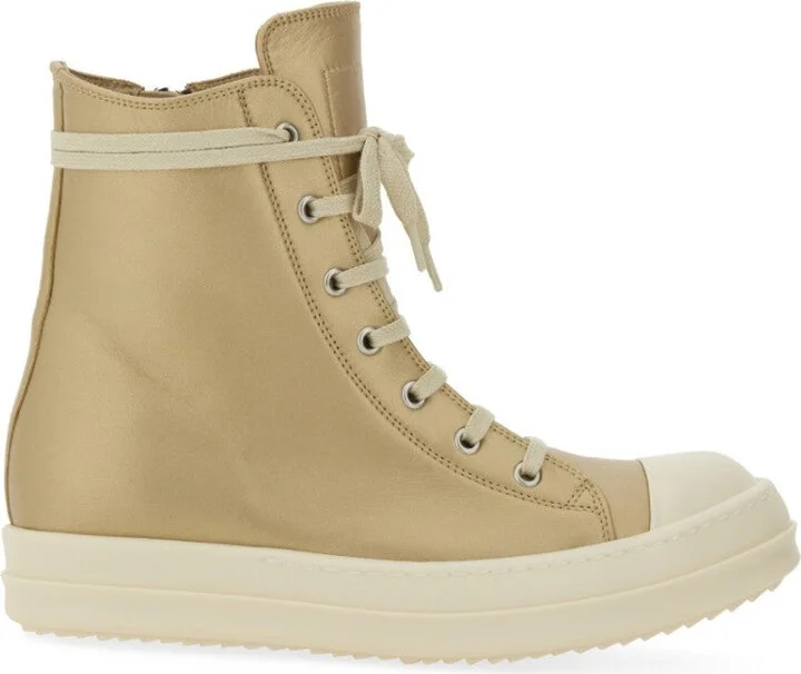High-Top Sneakers With Smooth Leather Upper And Chunky Sole