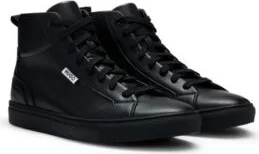 High-top trainers in grained faux leather- Black Men's Sneakers size 9