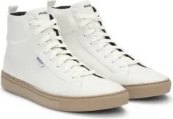 High-top trainers in grained faux leather- White Men's Sneakers size 9