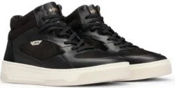 High-top trainers in mixed leathers- Black Men's Sneakers size 6