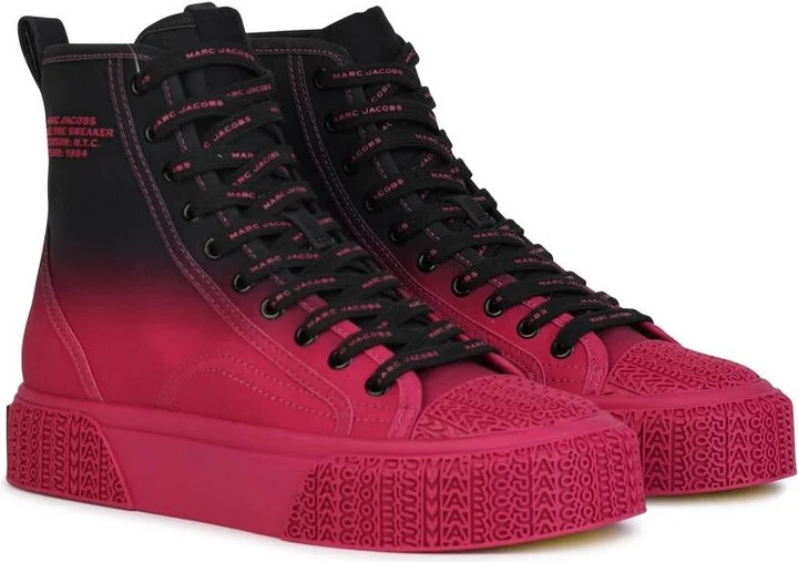 'hight Top' Black And Fuchsia Tela Sneakers - Image 2