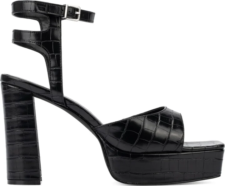 Hilari Croc Embossed Platform Heeled Sandal - Wide Width - Image 4