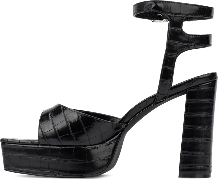 Hilari Croc Embossed Platform Heeled Sandal - Wide Width - Image 8