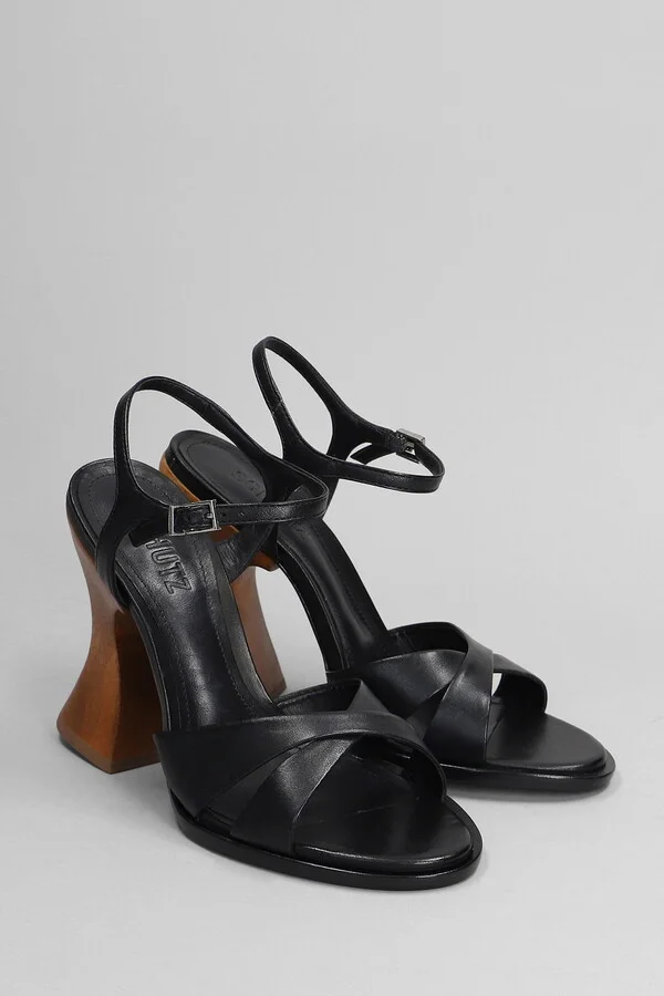 Hilda Curve Sandals In Black Leather - Image 2