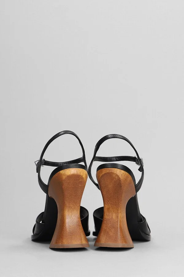 Hilda Curve Sandals In Black Leather - Image 4