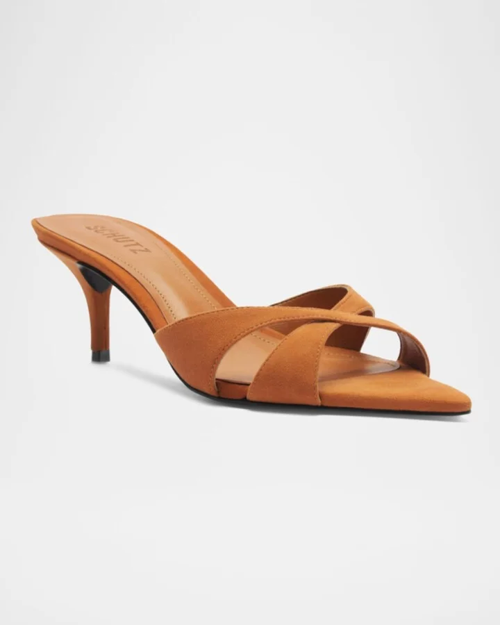 Hilda Suede Crisscross Stiletto Mules - Image 2