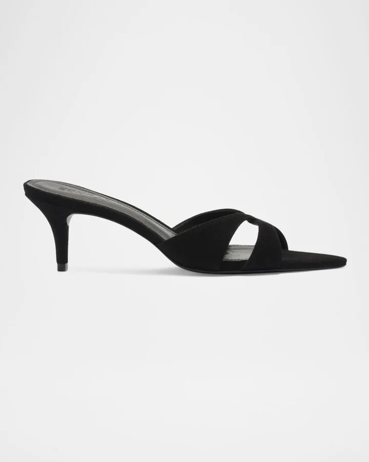 Hilda Suede Crisscross Stiletto Mules