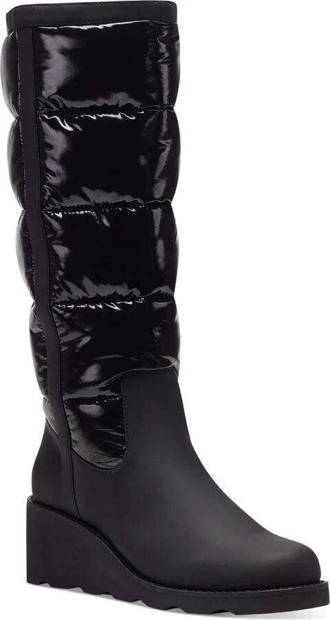 Hiliah Womens Patent Puffy Knee-High Boots