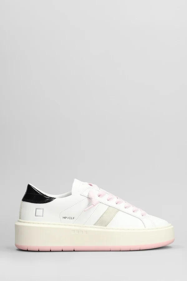 Hill Low Platform Sneakers In White Leather