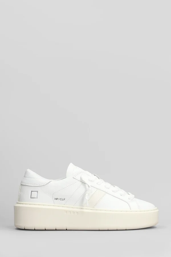 Hill Low Platform Sneakers In White Leather