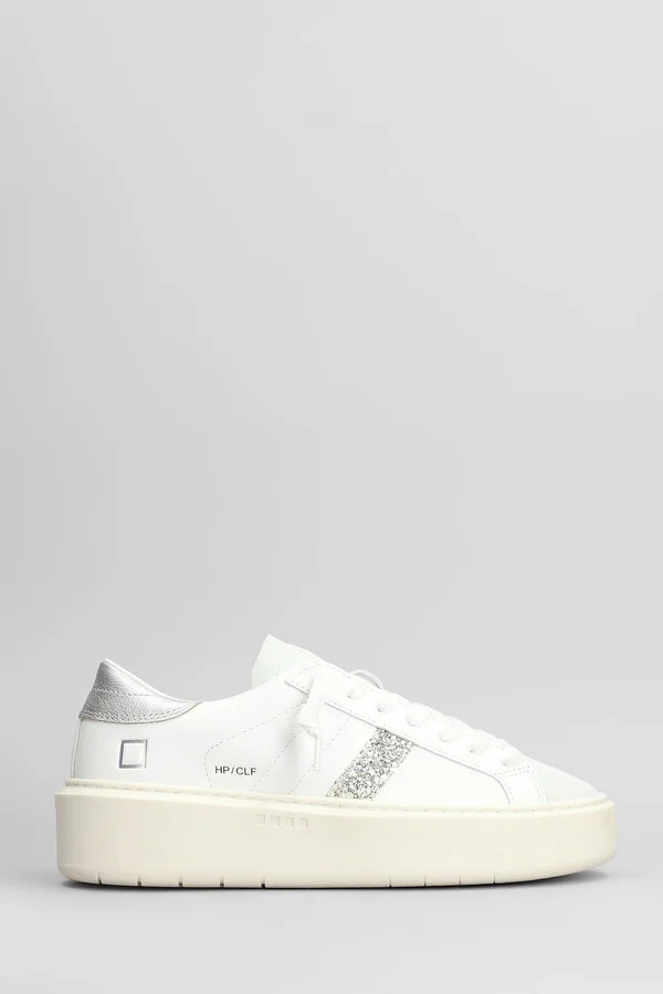 Hill Low Platform Sneakers In White Leather