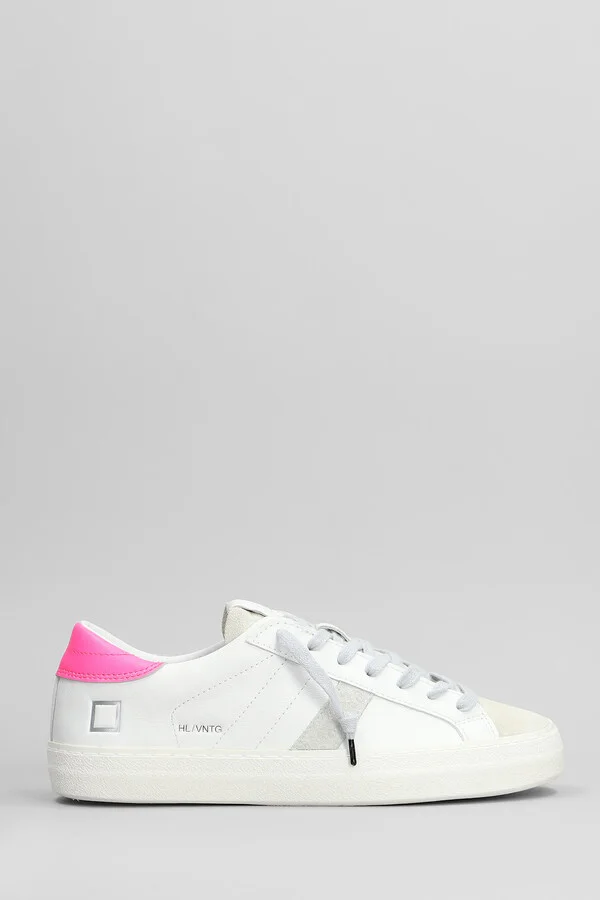 Hill Low Vintage Sneakers In White Suede And Leather