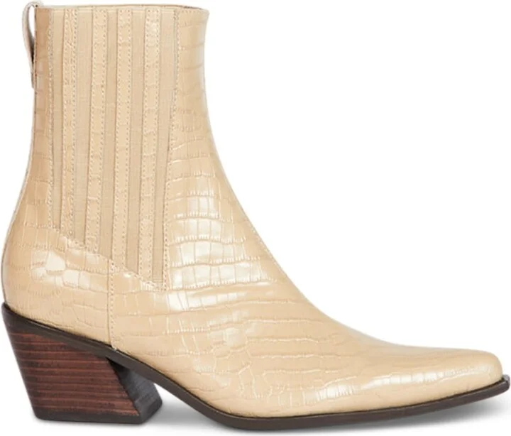 Hillary Croc Heeled Boot-Neutrals - Image 3