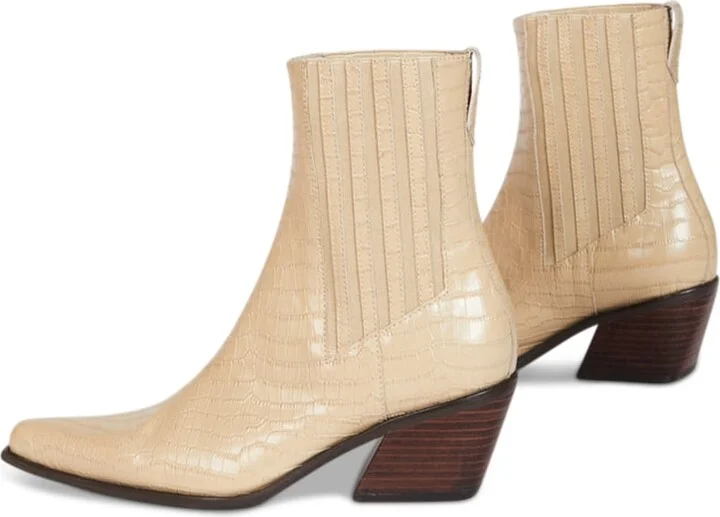Hillary Croc Heeled Boot-Neutrals