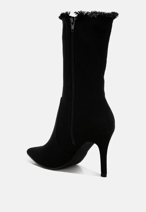 Himkok Distressed Denim Mid-Calf Boots - Image 2