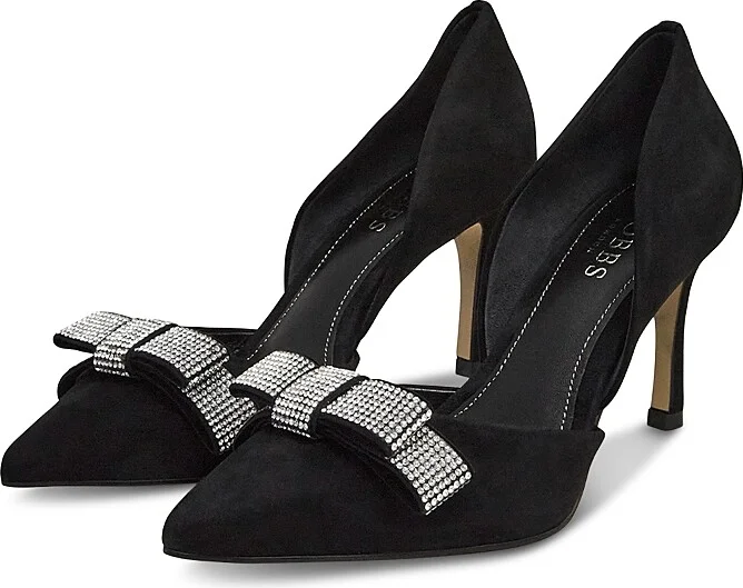 Hobbs London Women's Elva Jeweled Bow Court Kitten Heel Pumps