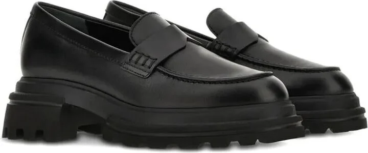 Hogan 10-Storey Smooth Leather And Workwear Sole Loafers Shoes - Image 2