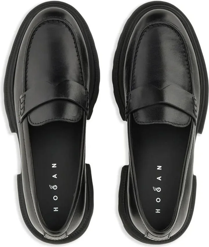 Hogan 10-Storey Smooth Leather And Workwear Sole Loafers Shoes - Image 4
