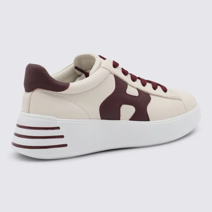 Hogan Beige And Bordeaux Leather Sneakers - Image 3