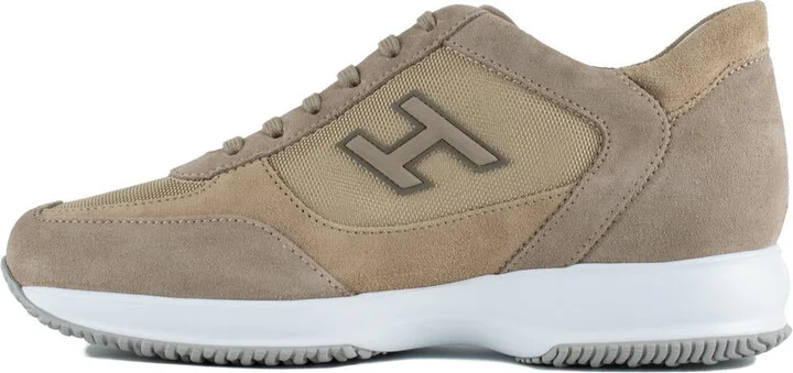 Hogan Beige Interactive Sneakers With Textured Fabric Inserts - Image 2